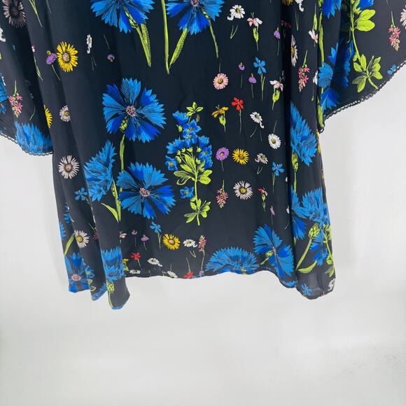 Maeve Anthropologie Dress XS‎ Black Blue Bell Sleeve Mini Boho Dark Romantic - Picture 5 of 11